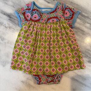 Flit & Flutter Baby Girl Multicolor Floral Pattern Bodysuit Dress Size 9M